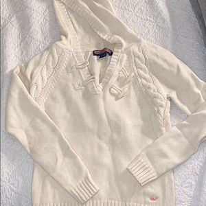 Vineyard Vines Boat Knot hooded cream sweater